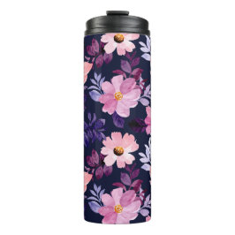 Romantische Blaurosa Blume Boho Botanisch Thermosbecher