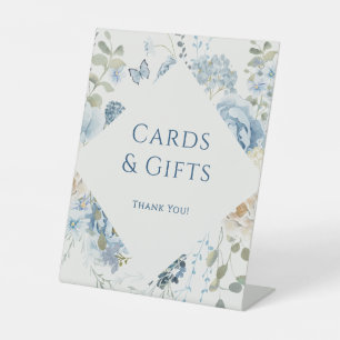 Romantische Blue Floral Wedding Cards und Geschenk Sockelschild