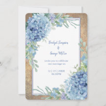 Romantische Blue Hydrangea Monogram Hochzeit