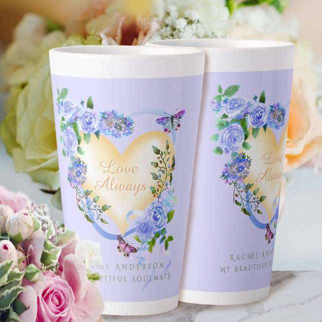 Romantische Blue Rose Liebe immer Lila Latte Tasse (Elegant Love Always Blue Rose Mug.)