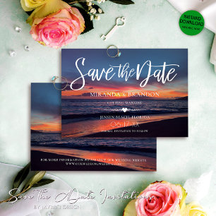 Romantische Blue Sunset Tropical Summer Beach Hoch Save The Date