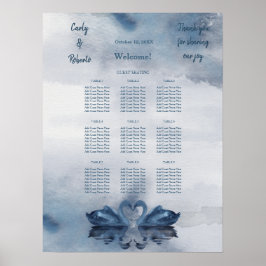 Romantische Blue Swan Hochzeitsstimmung Poster