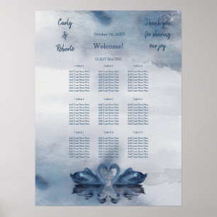 Romantische Blue Swan Hochzeitsstimmung Poster