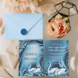 Romantische Blue Swan Liebe Hochzeit Einladung