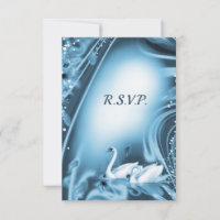 Romantische Blue Swan Liebe Wedding RSVP