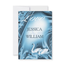Romantische Blue Swan Liebe Wedding RSVP