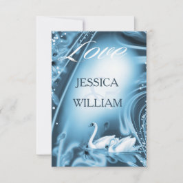 Romantische Blue Swan Liebe Wedding RSVP Karte