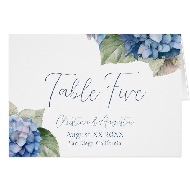 Romantische Blue Watercolor Hydrangea-Blume (Vorderseite (Horizontal))