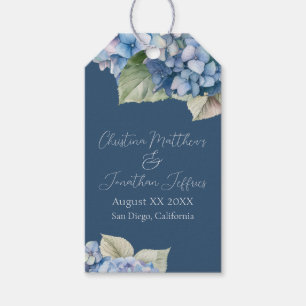 Romantische Blue Watercolor Hydrangea-Blume auf de Geschenkanhänger