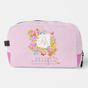Romantische blühende Gartenmonogramm Rosa Waschbeutel
