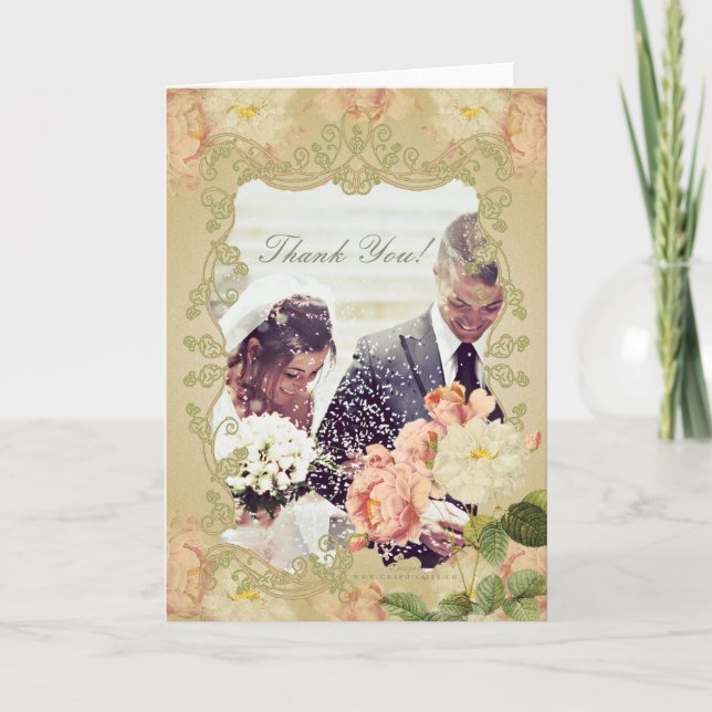 Romantische Blume - Danke Karte (Vorderseite)