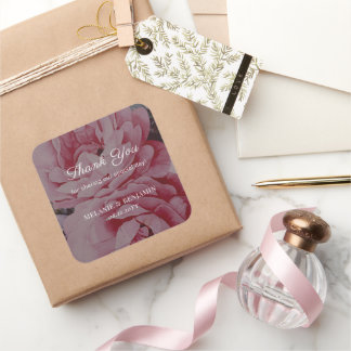 Romantische Blume Elegant Wedding Vielen Dank Quadratischer Aufkleber