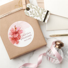 Romantische Blume Gastgeschenk Hochzeit Runder Aufkleber
