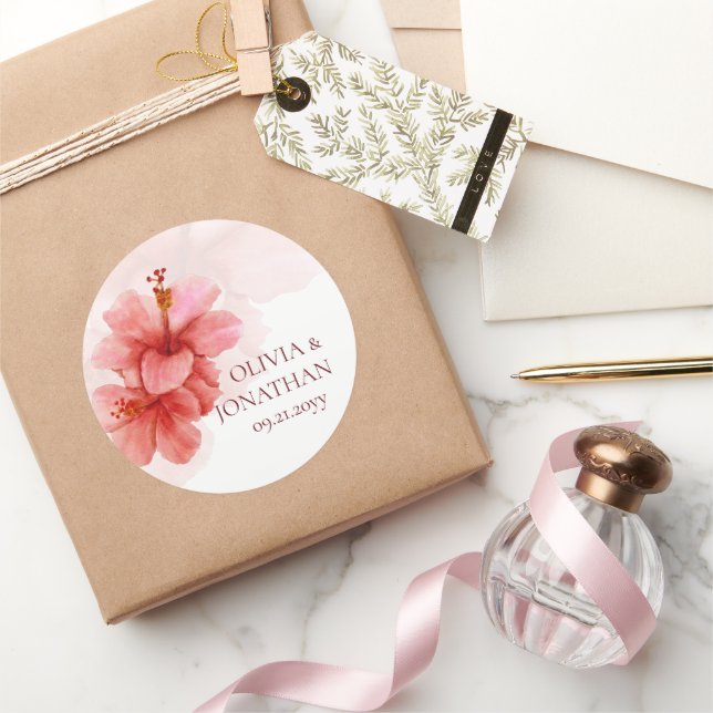 Romantische Blume Gastgeschenk Hochzeit Runder Aufkleber (Schenken)