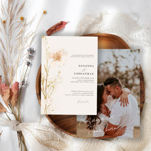 Romantische Blume Hochzeit mit Gold und Blush Einladung