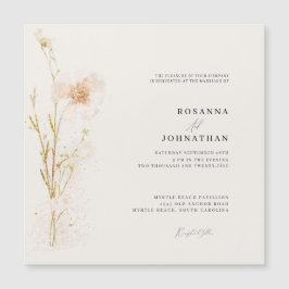 Romantische Blume Hochzeit mit Gold und Blush Magneteinladung