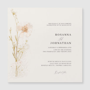 Romantische Blume Hochzeit mit Gold und Blush Magneteinladung