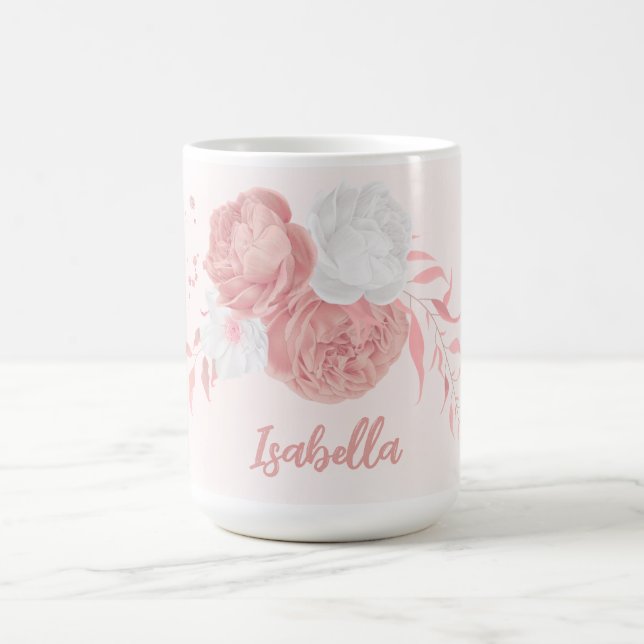 Romantische Blume in Rosa und Weiß Kaffeetasse (Mittel)