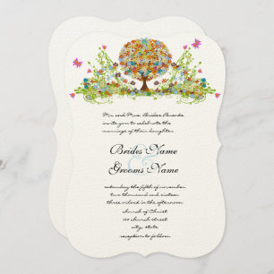 Romantische Blume Liebe Bäume Hochzeit Einladung