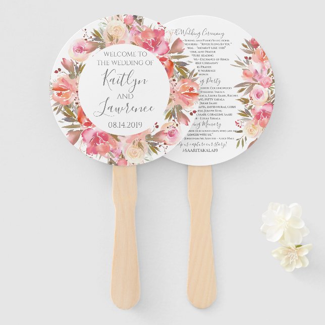 Romantische Blume mit Blumenwasser Fächer (Vorne und Hinten)