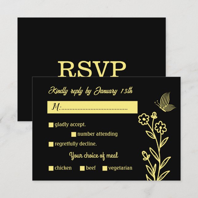 Romantische Blume RSVP Karte (Vorne/Hinten)