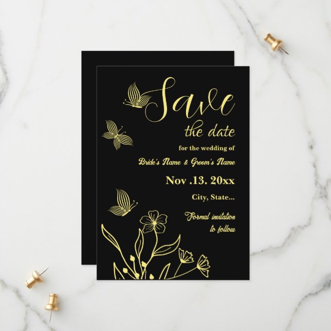 Romantische Blume Save The Date (Vorderseite/Rückseite Beispiel)