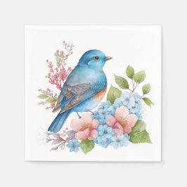 Romantische Blume und Blauvogel Serviette