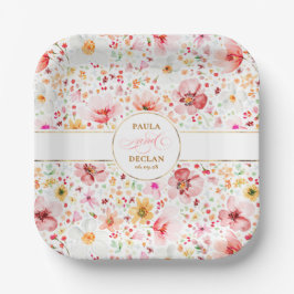 Romantische Blume Wasserfarbe Boho Garden Hochzeit Pappteller