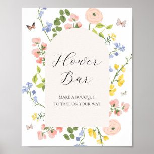 Romantische Blume Wasserfarbe Bouquet Bar Poster