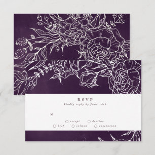 Romantische Blume Wreath Lila Hochzeit RSVP Karte
