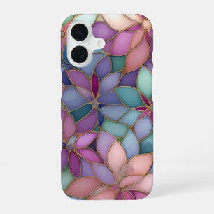 Romantische Blumen-Ästhetik-Buntglas-Handyhülle iPhone 16 Hülle