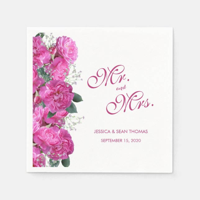 Romantische Blumen-Bouquet-Hochzeit Serviette (Vorderseite)