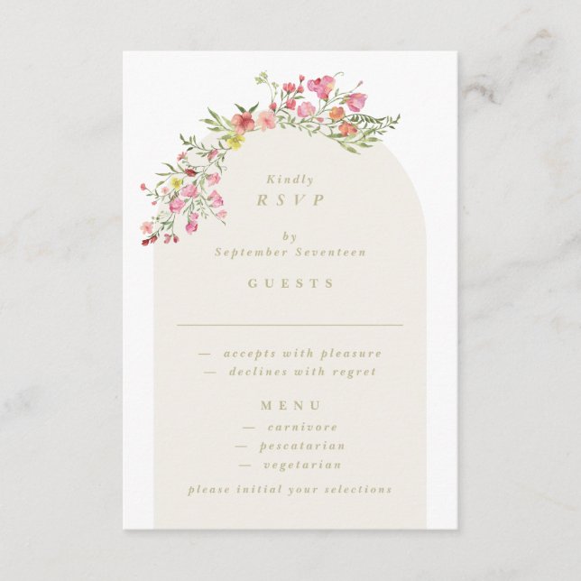 Romantische Blumen Dainty Digitale Hochzeit RSVP Einladung (Vorderseite)