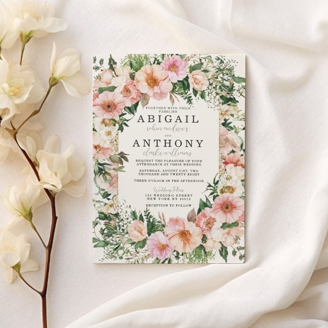 Romantische Blumen Elegante - Gartenblumen Hochzei Einladung (Romantic Floral Elegance - Garden Blossoms Wedding )