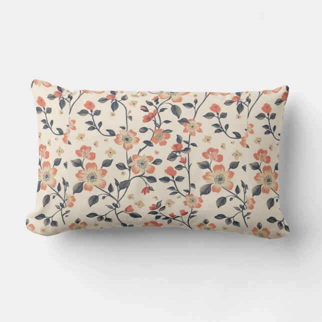 Romantische Blumen Elegante Lendenkissen (Vorderseite)