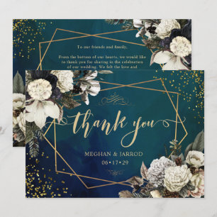 Romantische Blumen Gold Wreath Wedding Dankeschön Dankeskarte
