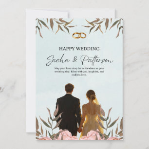 Romantische Blumen-Hochzeitsvorlage, Wasser Einladung