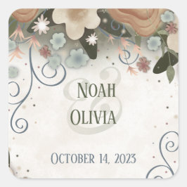 Romantische Blumen-Inspirivity Wedding Elegant Quadratischer Aufkleber