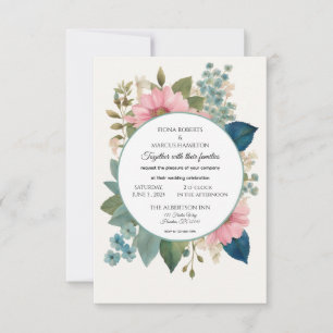 Romantische Blumen & Minimalistische Hochzeit RSVP Karte