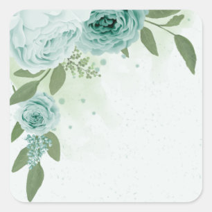 romantische Blumen Quadratischer Aufkleber