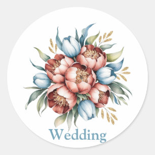 Romantische Blumenbouquet: Hochzeiten von Peonies  Runder Aufkleber