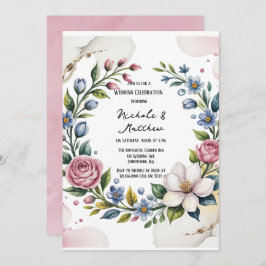 Romantische BlumenBouquet Hochzeitsfeier Einladung