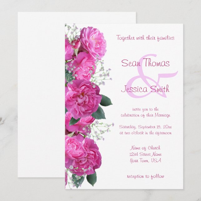 Romantische Blumenbouquet Wedding Einladung (Vorne/Hinten)