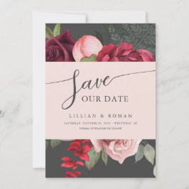 Romantische Blumenbridal Bouquet Pink & Gray Weddi Save The Date