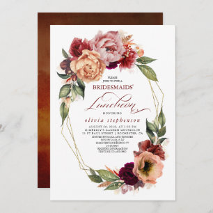 Romantische Blumenerthy Fall Bridesmais Luncheon Einladung