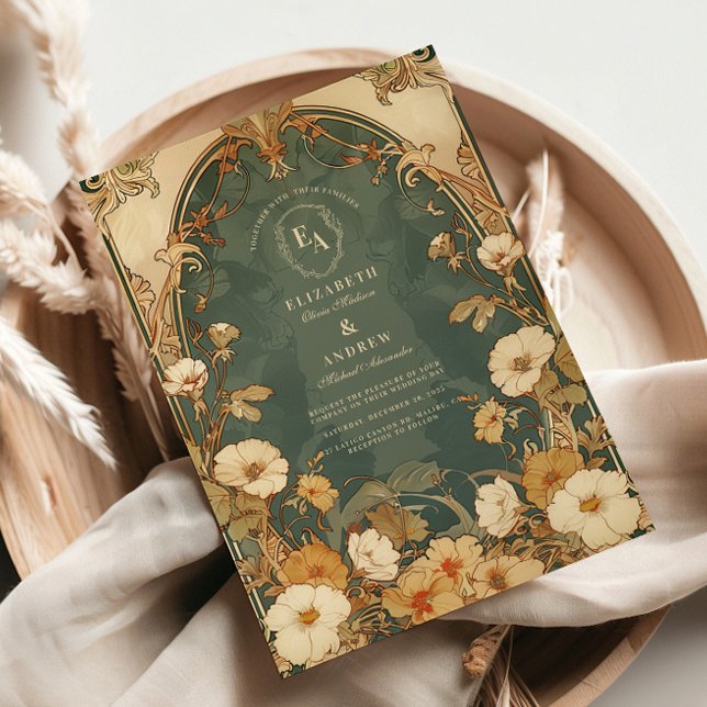Romantische Blumengestelle Jugendstil Hochzeit Einladung (Von Creator hochgeladen)