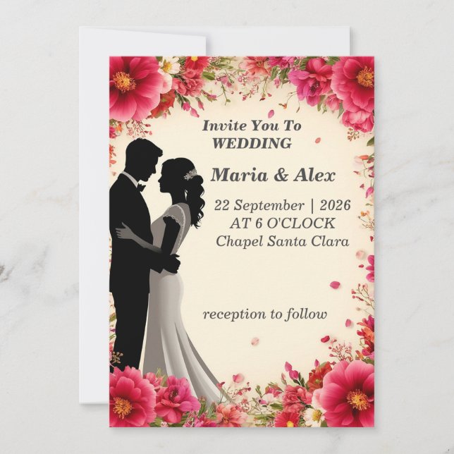 Romantische Blumenhochzeit Einladung (Vorderseite)