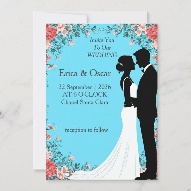 Romantische Blumenhochzeit Einladung (Vorderseite)
