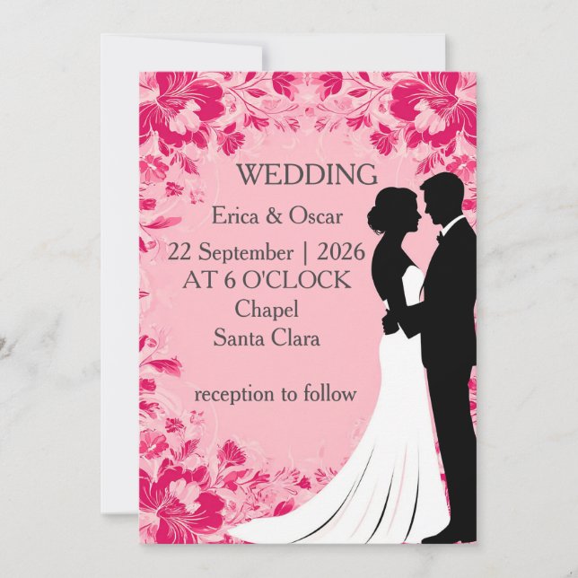 Romantische Blumenhochzeit Einladung (Vorderseite)
