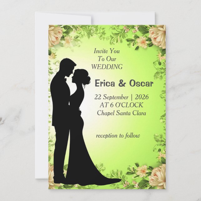 Romantische Blumenhochzeit Einladung (Vorderseite)